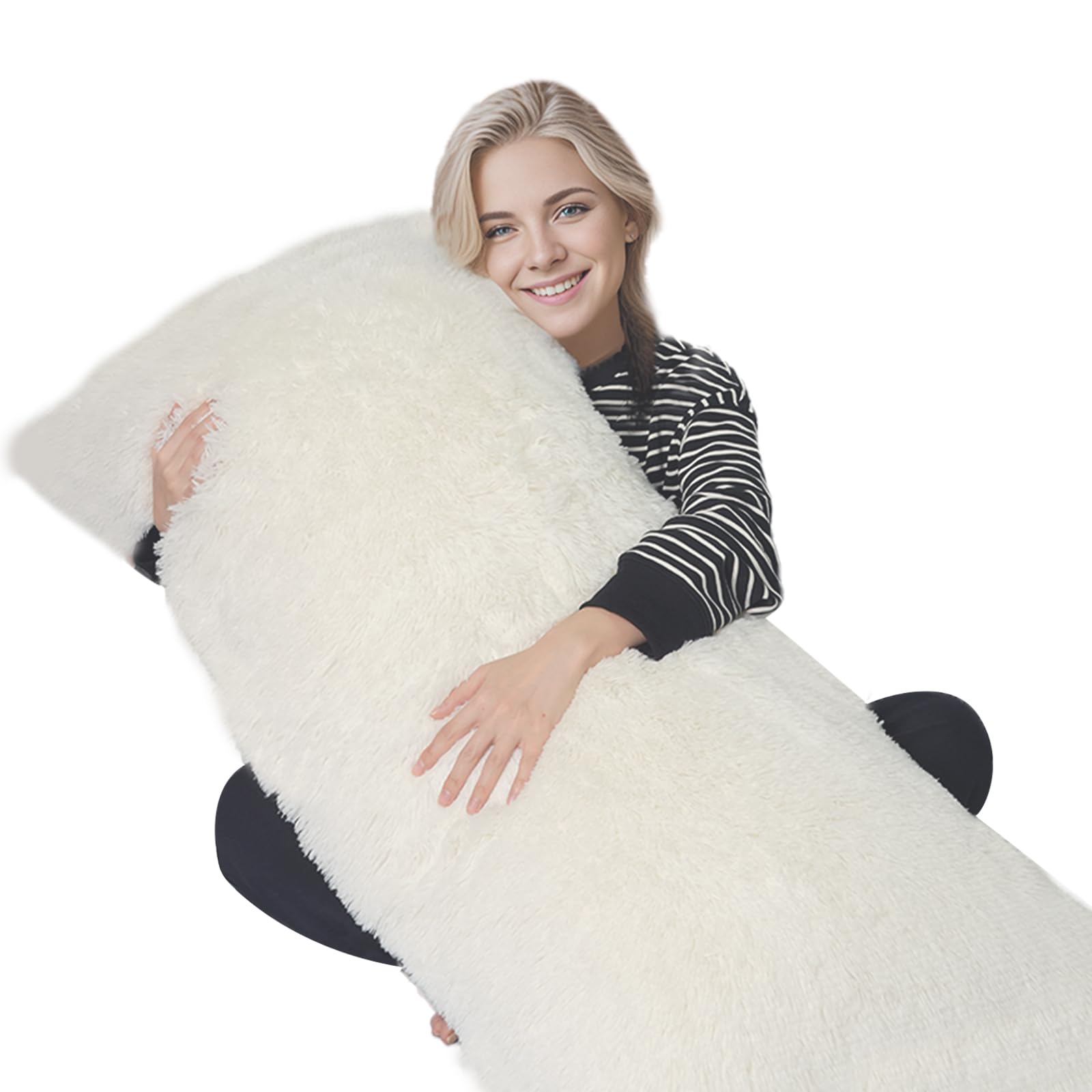 Zonli Fuzzy Body Pillow Cover, 20'X 54' Furry Body Pillow Pillowcase, Faux Fur Long Pillow Cover With Zipper, Fluffy Soft Plus
